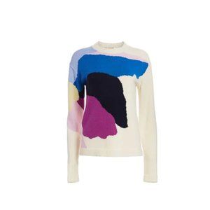 ST. JOHN Abstract Floral Intarsia Knit Wool & Cash